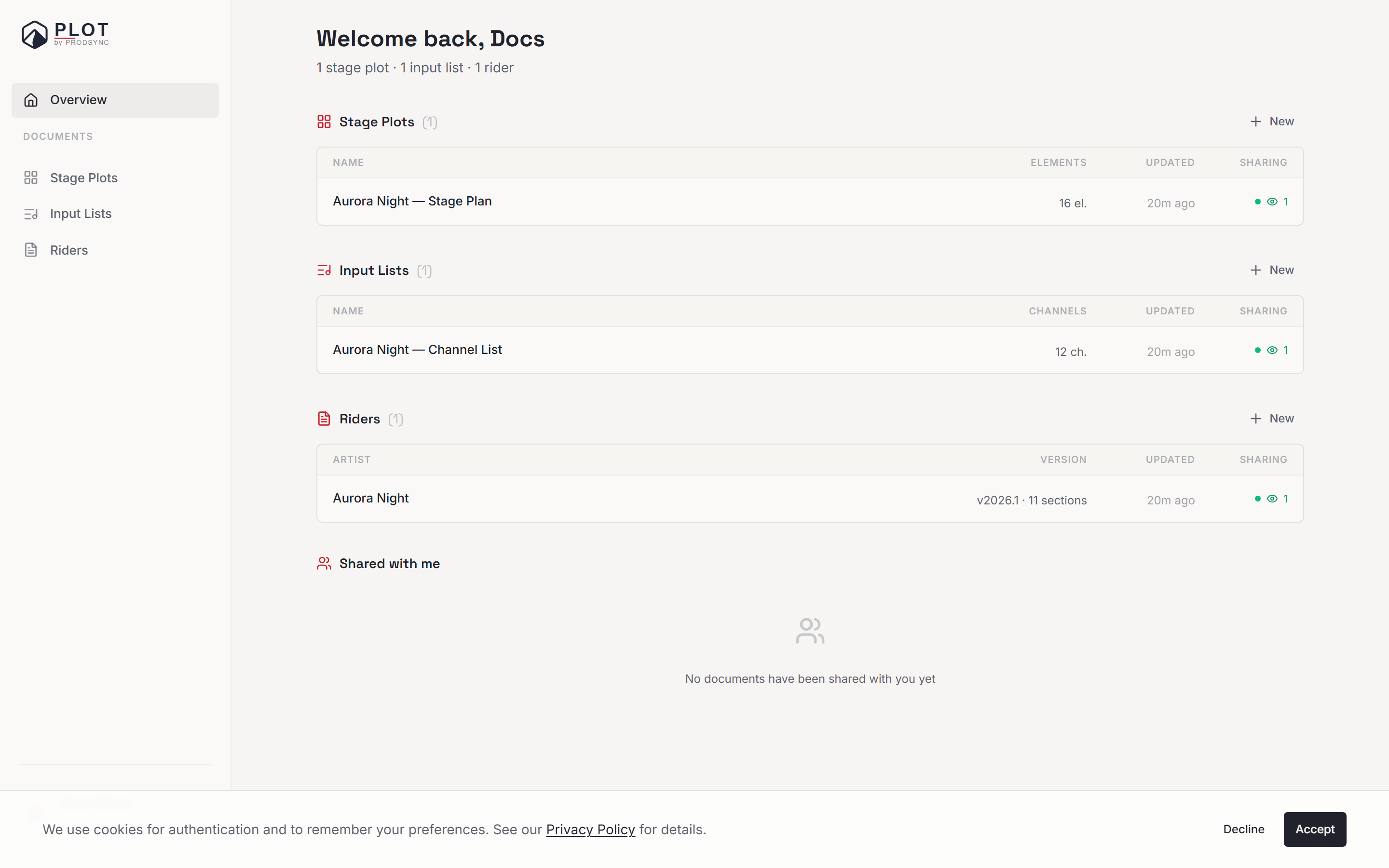 An activity log on a rider showing recent views, edits, and invitations with timestamps