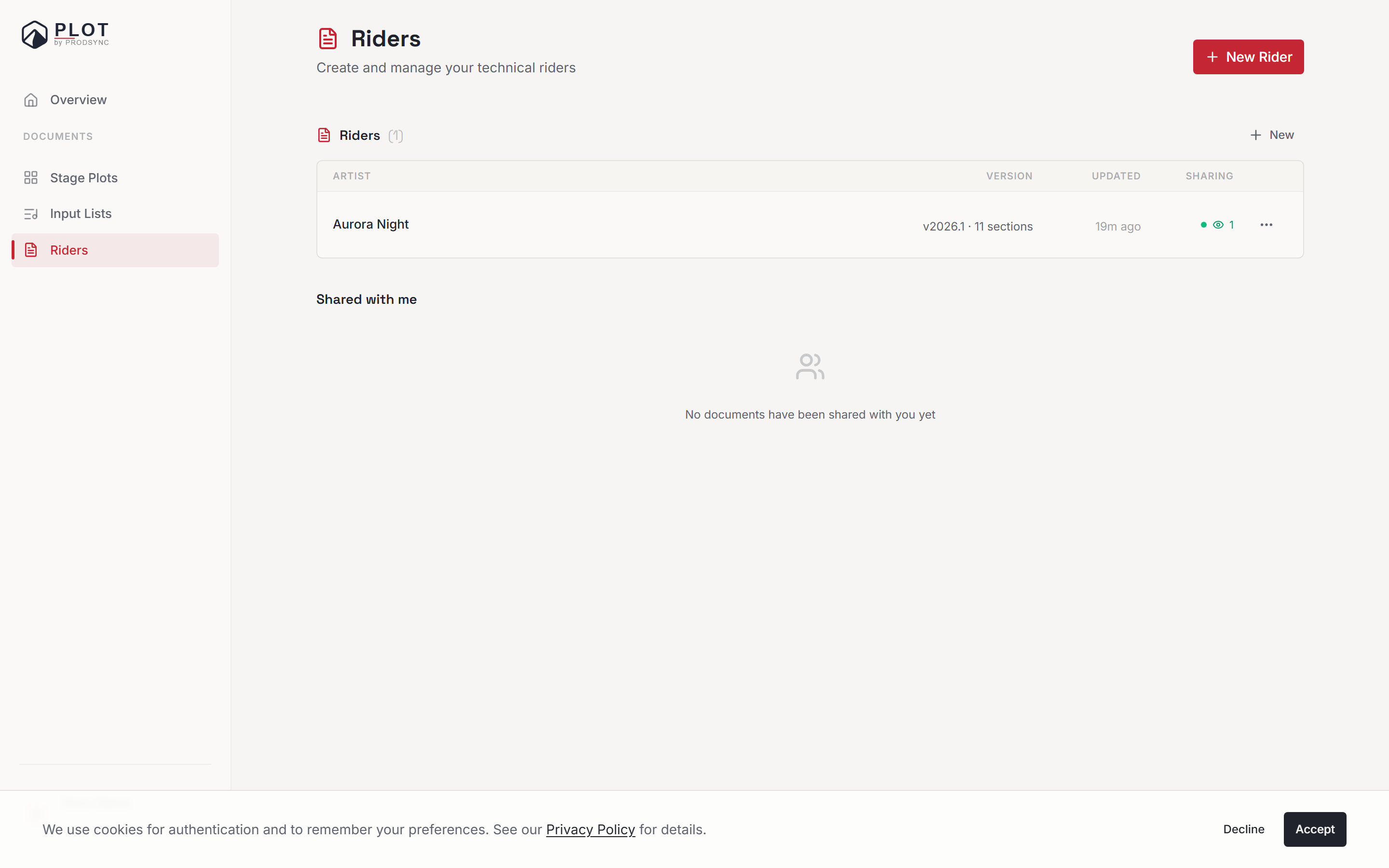 The create rider dialog with artist name, language, and rider type fields