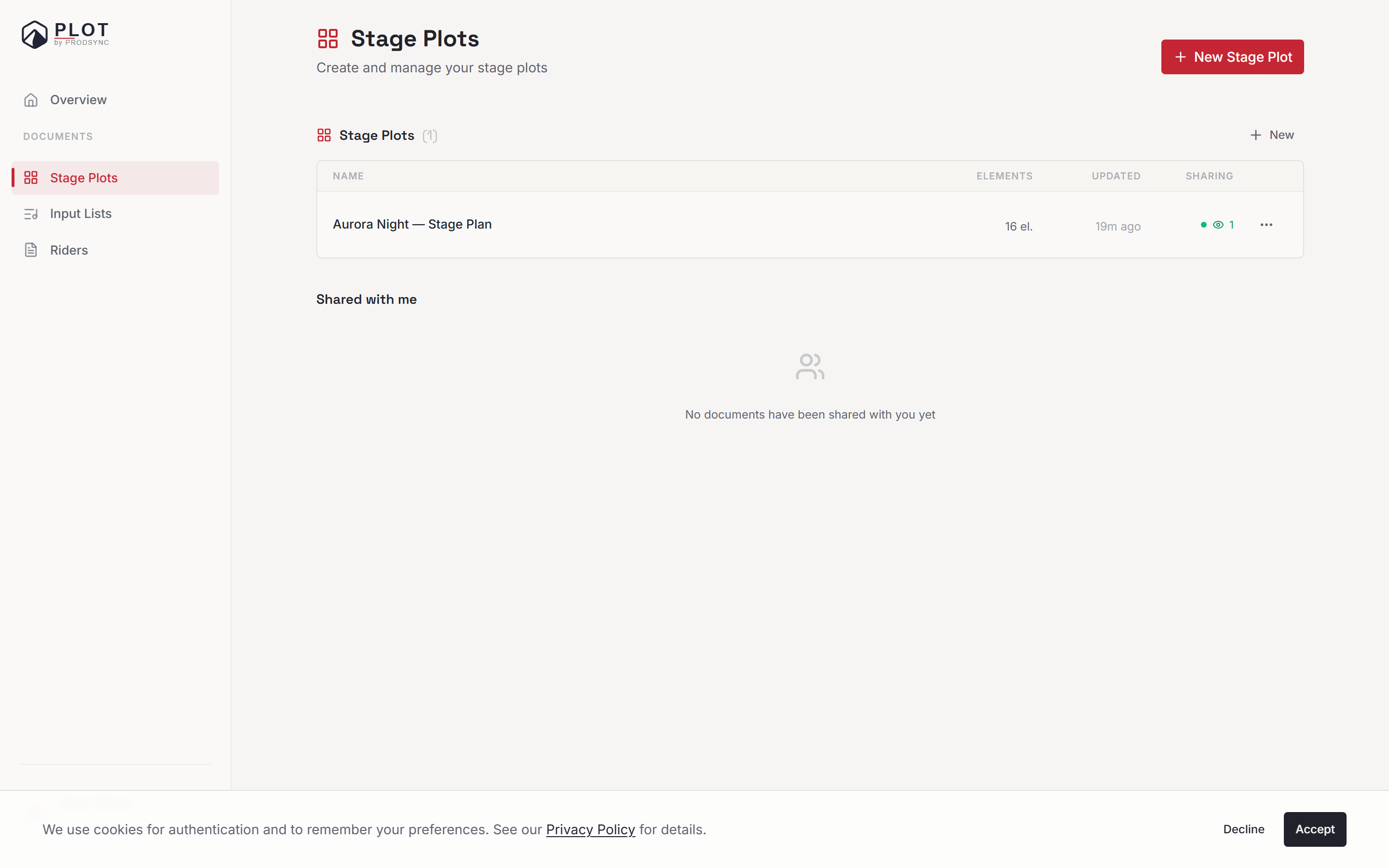 The create stage plot dialog