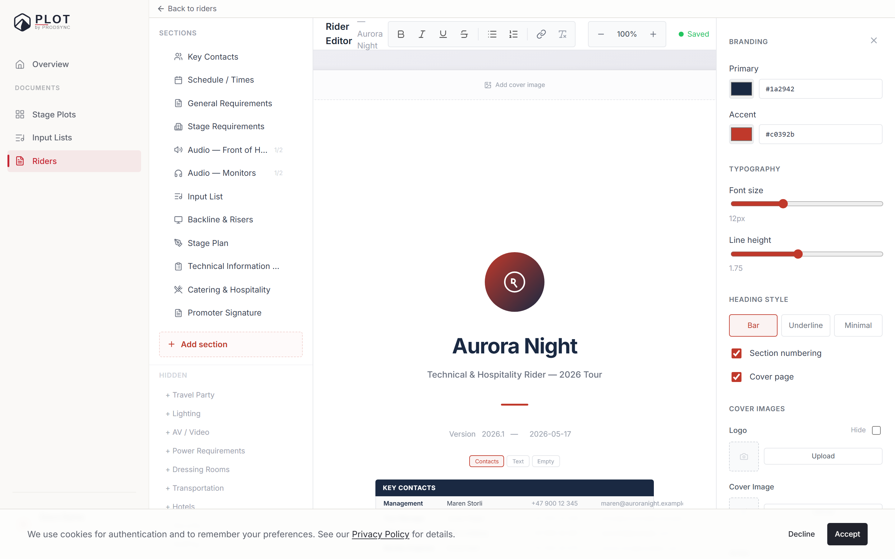 En forhåndsvisning som viser uttrekte seksjoner før lagring